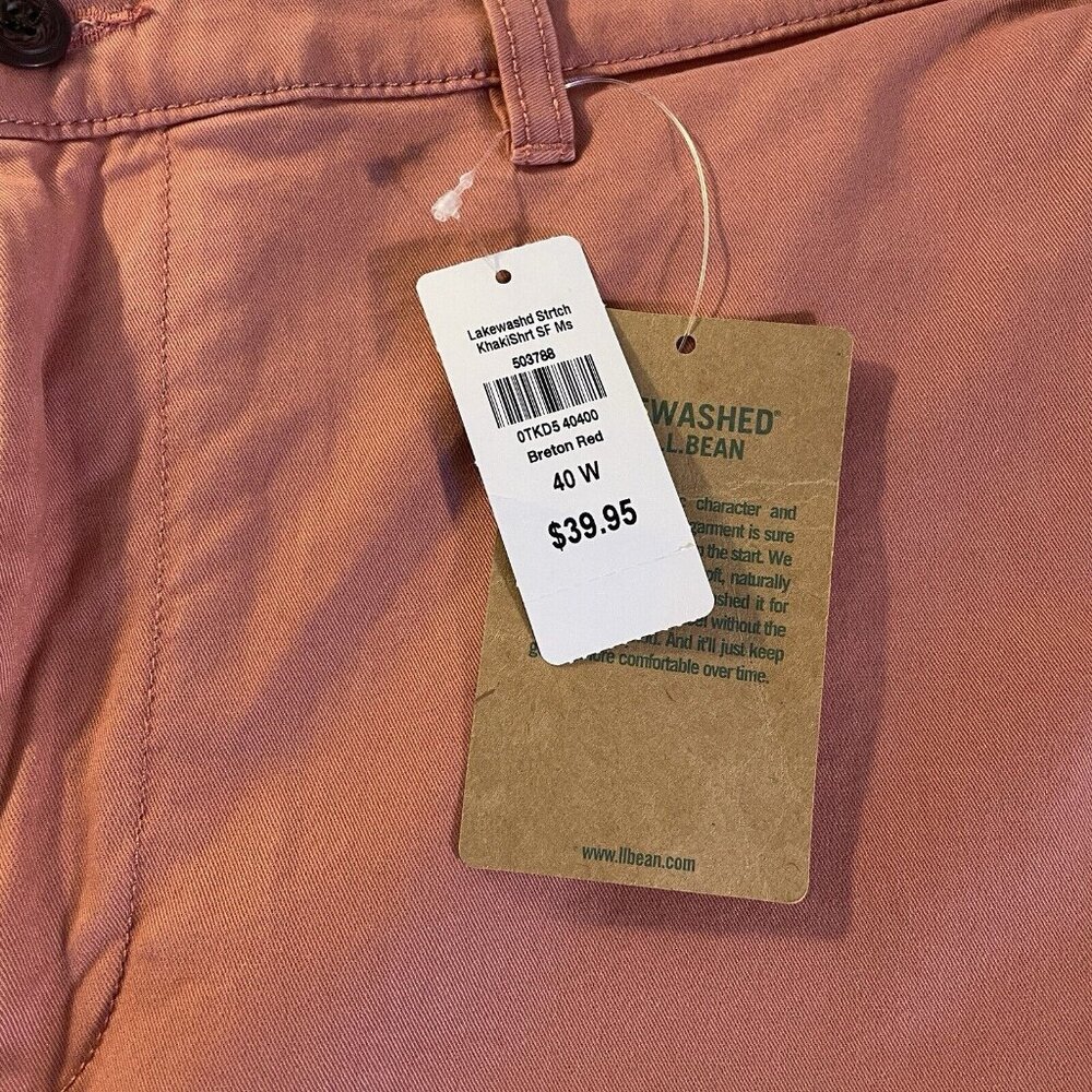LL Bean Shorts Mens 40 Pink Lakewashed Chino Cotton Blend Comfort Golf Casual - Picture 5 of 9